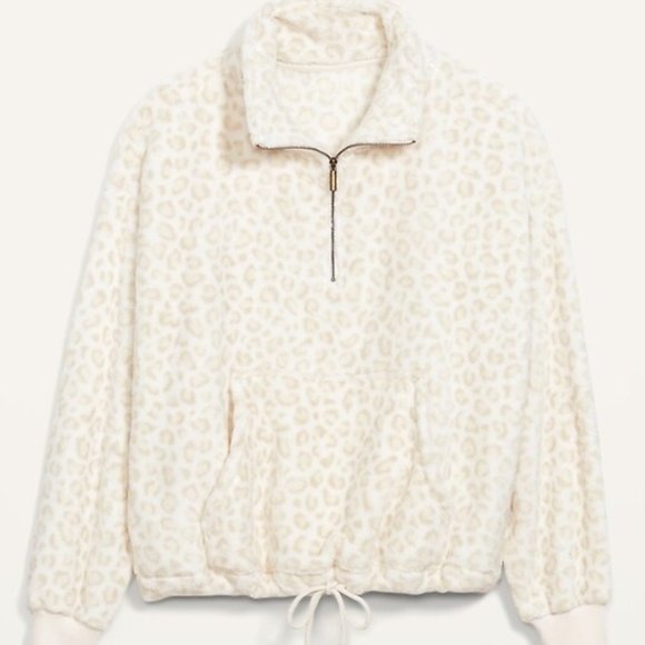 Old Navy Sweaters - Cozy Faux-Fur Half-Zip Cinch-Hem Sweatshirt for Women
